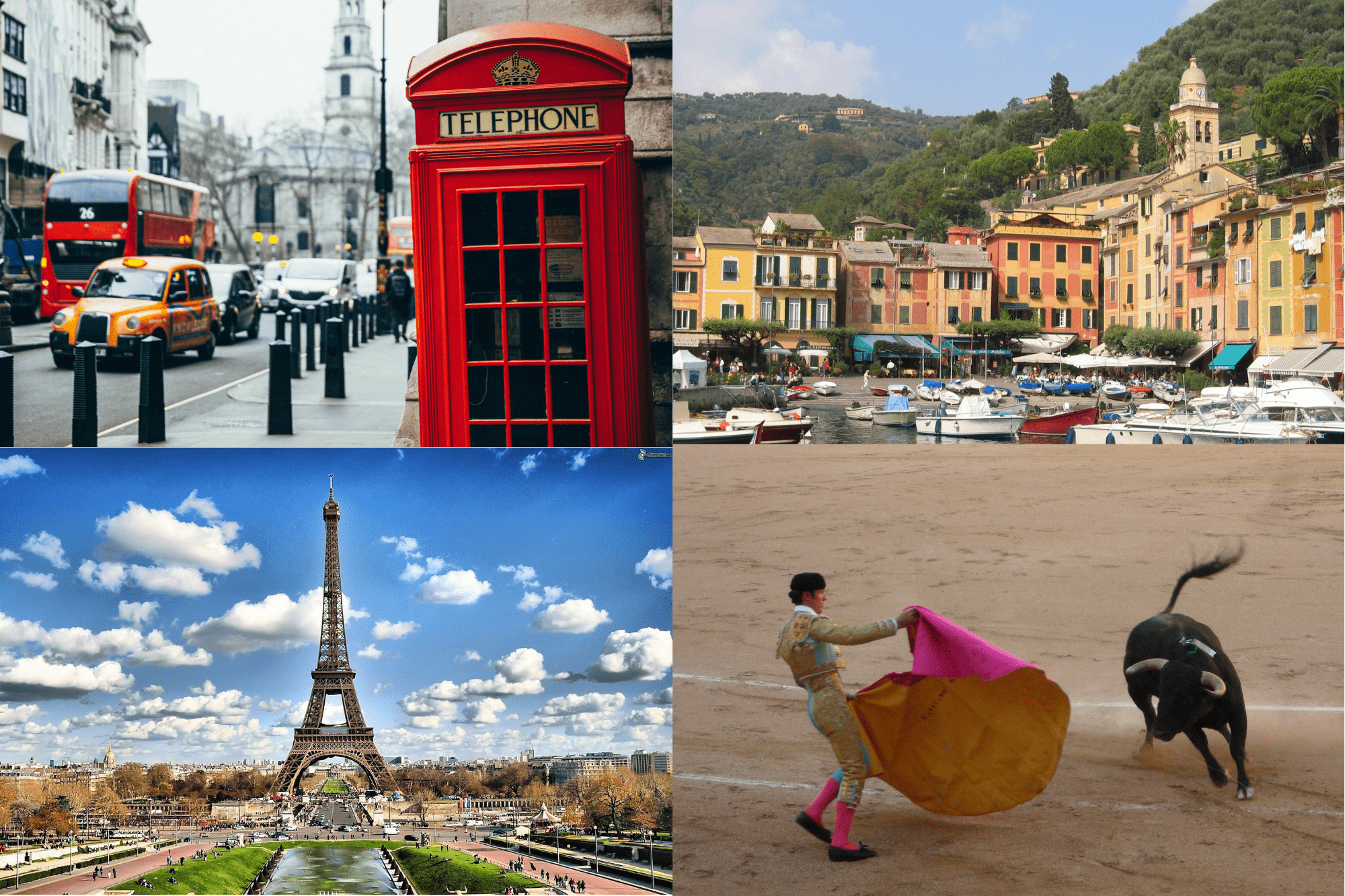 Images of London Italy Spain and France