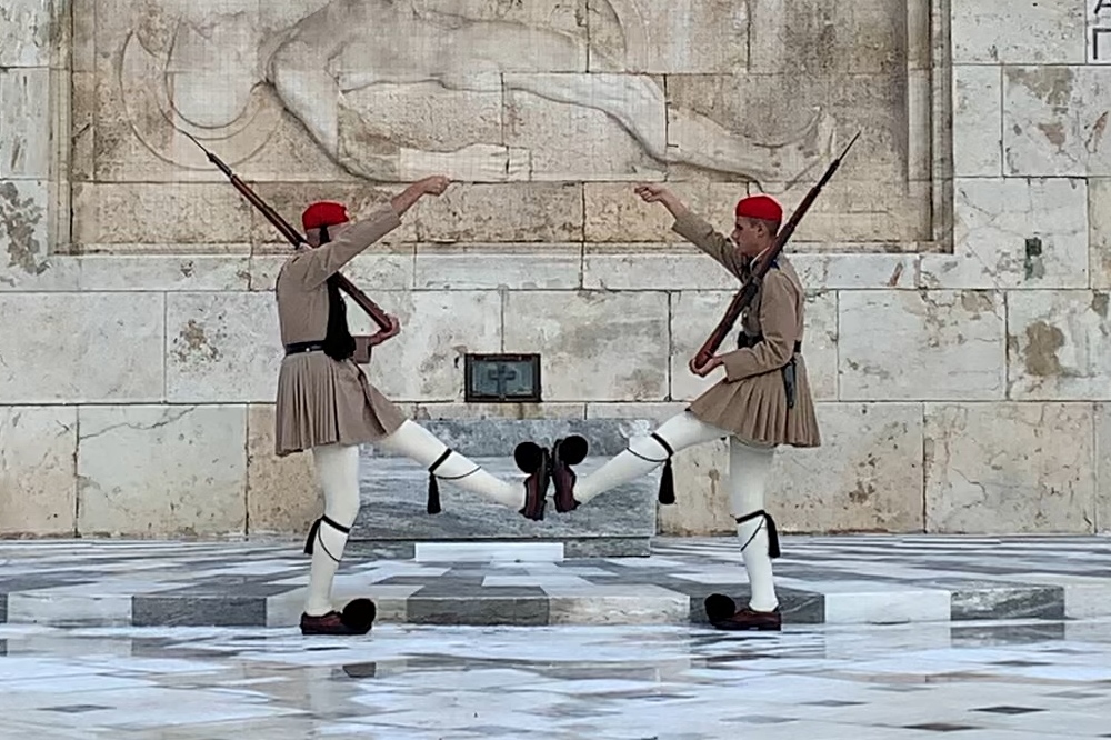 Evzones in front of Parliament in Athens.